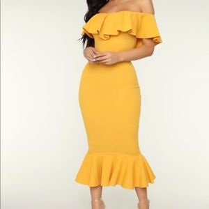 Ruffled Mustard Dress